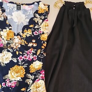 Torrid Floral Top and Black Skirt Set